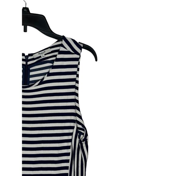 Madewell Women T-Shirt Dress Afternoon Sleeveless Striped Pockets Pleated Large - Picture 2 of 10